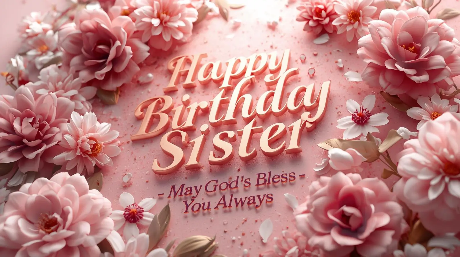 Christian birthday greeting card for sister with floral design
