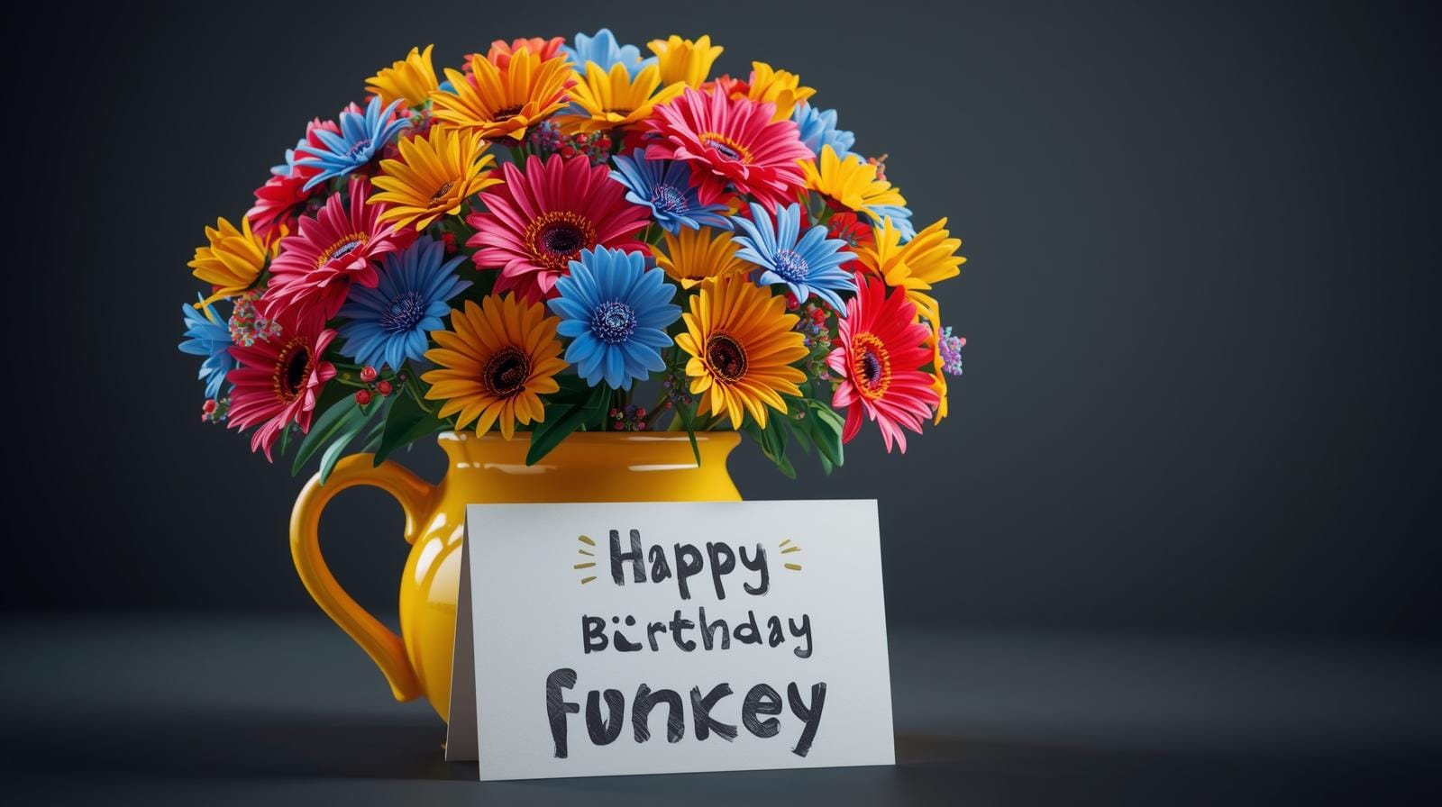 funny birthday flower bouquet with card