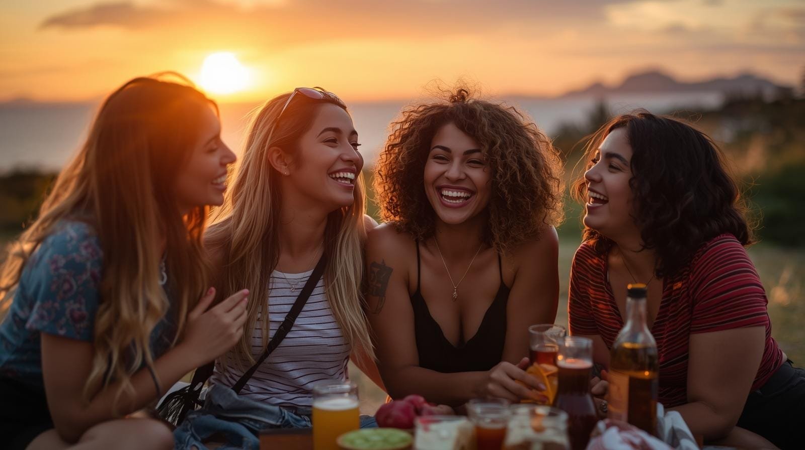 Funny Wednesday evening blessings with friends laughing outdoors.