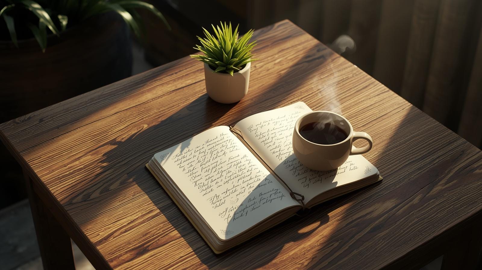 Cozy Thursday morning scene with coffee and journal