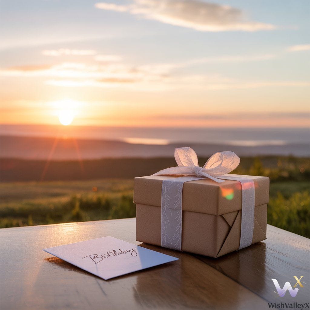 Sunrise with a birthday card symbolizing hope and new beginnings.