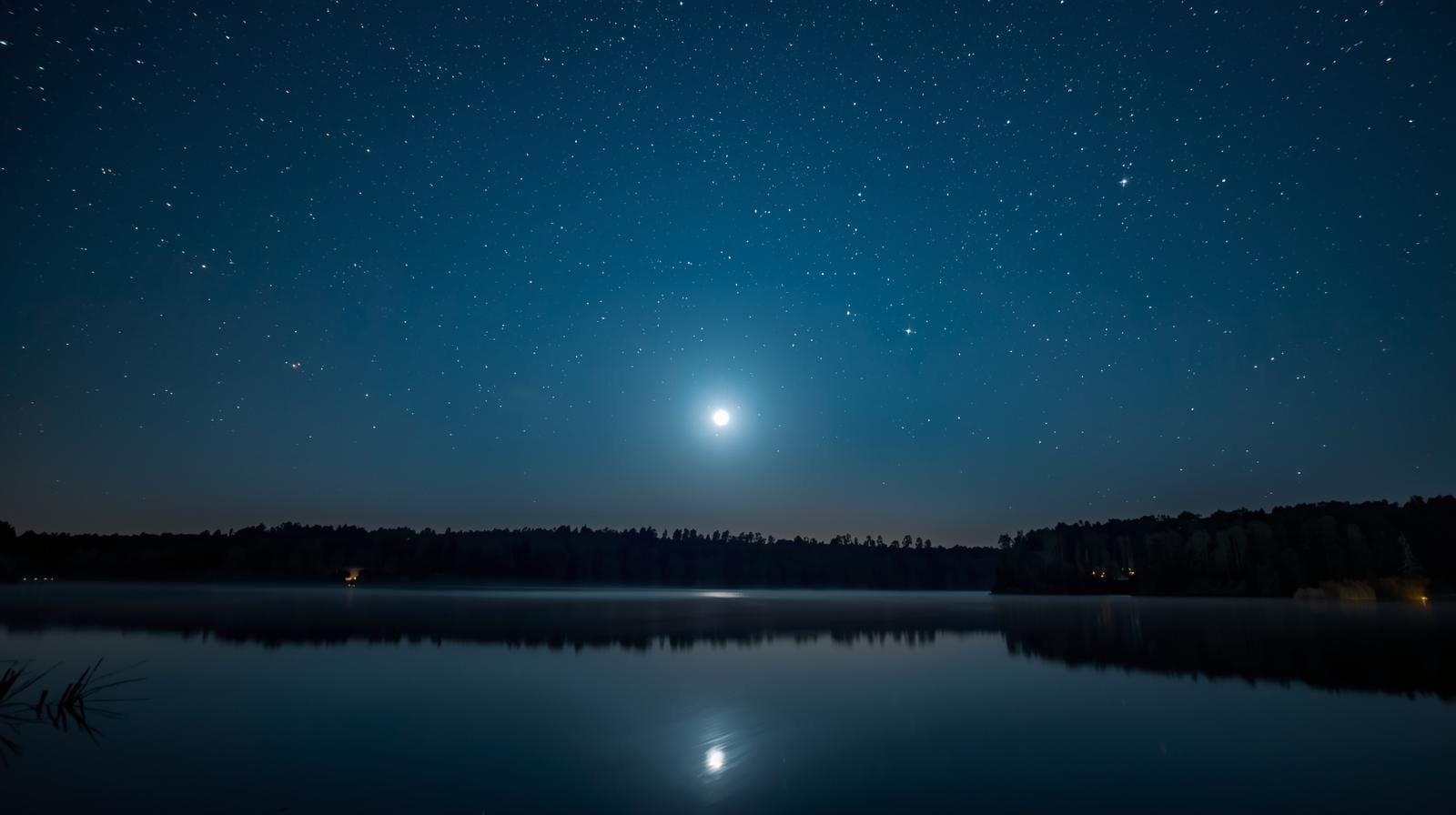 Peaceful Wednesday evening blessings with moonlit lake.