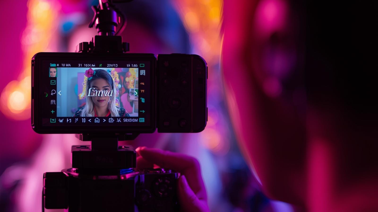 Person recording personalized birthday video with name Emma