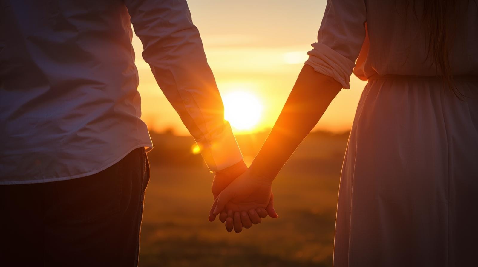 Couple praying together in the morning for love and blessings.