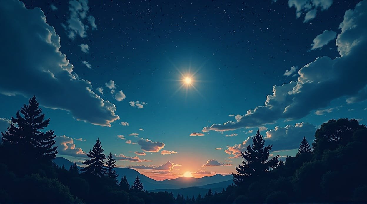 Starry night sky symbolizing peaceful Saturday evening blessings.