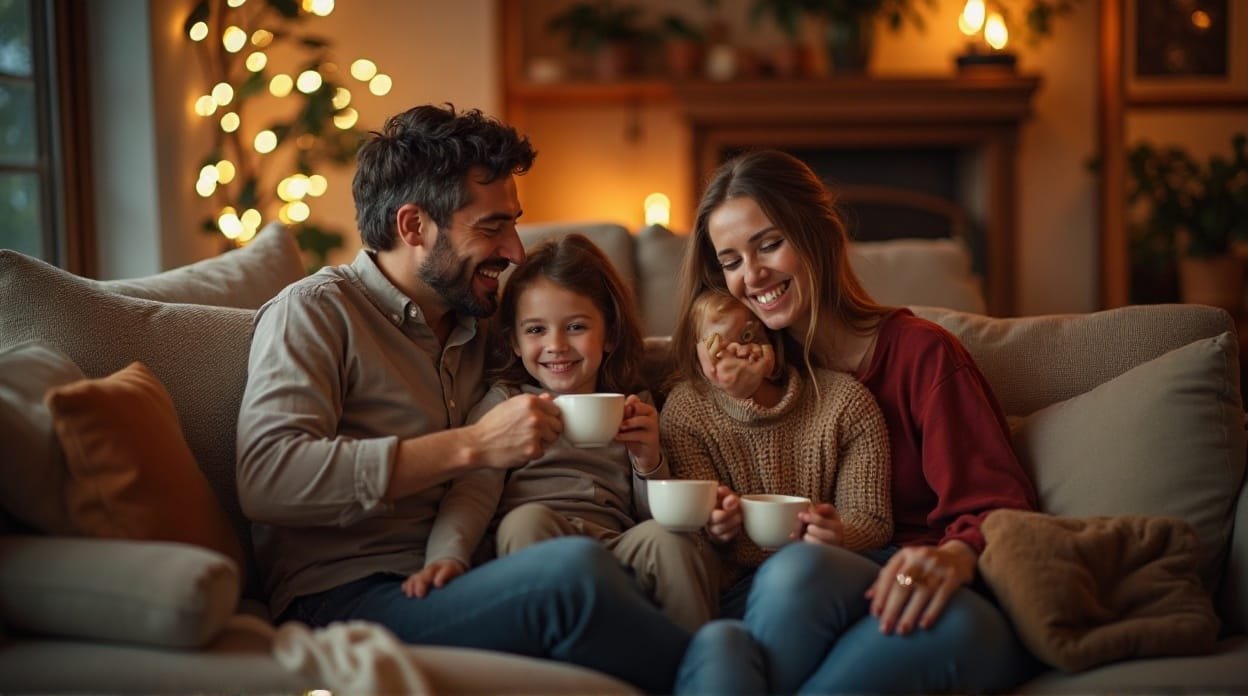 Happy family enjoying Saturday evening blessings and togetherness.